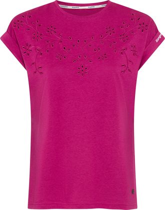 Kangaroos T-Shirt KANGAROOS, Damen, Gr. 32/34, fuchsia, Single Jersey, Obermaterial: 50% Baumwolle, 50% Modal, figurumspielend h&uuml;ftlang, Rundhals, angeschnitten
