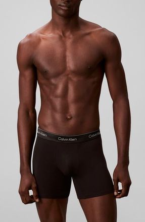 Calvin Klein Icon Stretch Cotton Boxer Briefs in Black at Nordstrom, Size X-Large