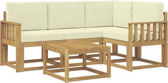 vidaXL Conjunto De Sof&aacute;s De Exterior 5 Uds. Blanco Y Crema Vidaxl