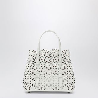 Alaia Mina 20 bag in white Vienne wavy calfskin leather