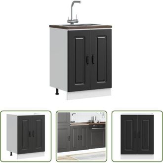 vidaXL Armadio da cucina - Mobile base lavello Kalmar Nero 60x46x81,5 cm in Truciolato