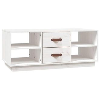 Berkfield Home Coffee Table White 100x50x41 cm Solid Wood Pine | Size: 100 x 50 x 41 cm