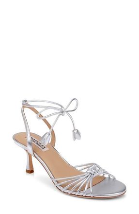 Badgley Mischka Yelena Ankle Wrap Sandal in Silver Metallic at Nordstrom, Size 6.5