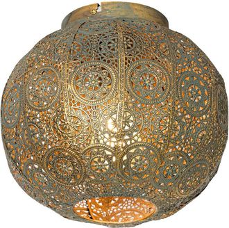 QAZQA Qazqa - Oriental Plaf&oacute;n Inteligente Dorado Con Verde De 28,5 Cm Con Wifi A60 - Baloo Acero Esfera Adecuado Para Led Max. 1 X 4.9 Watt