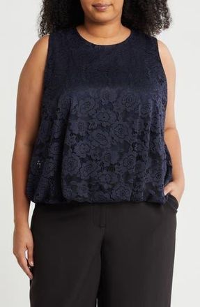 Renee C Lace Bubble Hem Tank in Navy at Nordstrom Rack, Size 1X