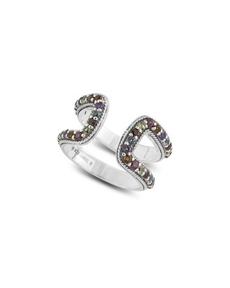 Samuel B. Silver 0.83 Ct. Tw. Sleeping Beauty Double Band Ring