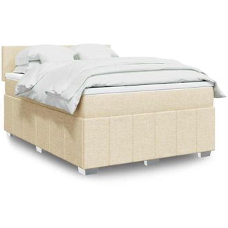 vidaXL Cama Box Spring Con Colch&oacute;n Tela Color Crema 140x190 Cm Vidaxl