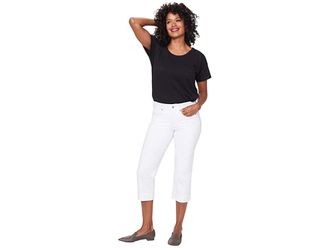 NYDJ Marilyn Crop Cuff Jeans in Optic White Womens Jeans Optic White : 10, Polyester/Lycra/Elastane