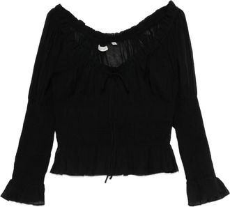 D&ocirc;en Top a maniche lunghe con scollo ampio - Nero