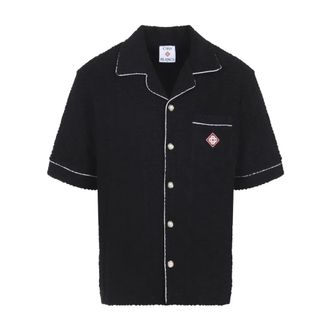 Casablanca Handdoek Monogram Shirt met Korte Mouwen - Heren - Korte mouwen Overhemden - Zwart - L - Katoen - Overhemden
