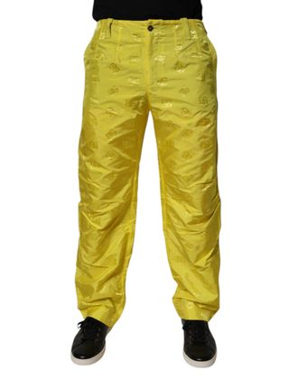 Dolce & Gabbana Yellow DG Monogram Polyester Straight Mens Pants