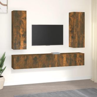 Berkfield Home 5 Piece TV Cabinet Set Smoked Oak Engineered Wood in Brown