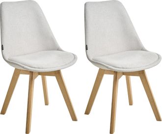 Beliani Beliani - Conjunto De 2 Sillas De Comedor De Poli&eacute;ster Blanco Crema Madera Clara Dakota Ii