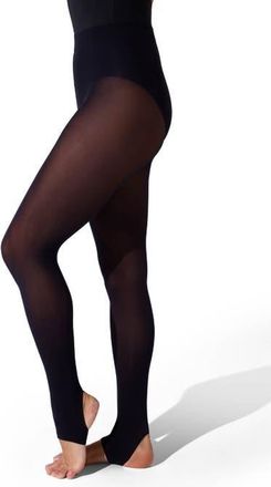 Capezio Ultra Soft Self Knit Waistband Stirrup Tight in Black at Nordstrom, Size Large/x-Large