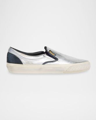 Golden Goose Mens Laminated Leather Slip-On Sneakers