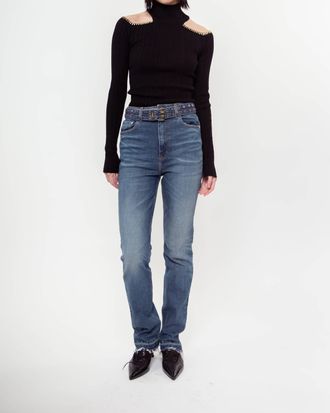 Ganni Future Denim Belted Carri Jean In Blue