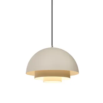 QAZQA Escandinavo L&aacute;mpara Colgante Escandinava Color Crema Con Interior Blanco - Loes Aluminio Redonda Adecuado Para Led Max. 1 X 15 Watt - Qazqa