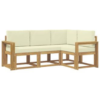 vidaXL Conjunto De Sof&aacute;s De Exterior Con Coj&iacute;n 4 Pcs Blanco Y Crema Vidaxl