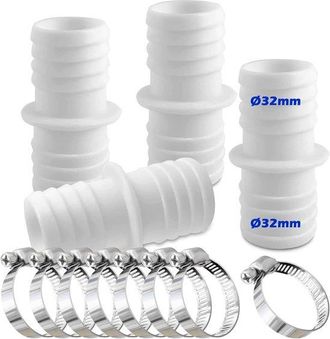 OEM Dailygoods, Juego De 4 Conectores Para Mangueras, Abrazaderas Para Mangueras (8 Unidades) De Acero Inoxidable, Para Mangueras De 32 Mm