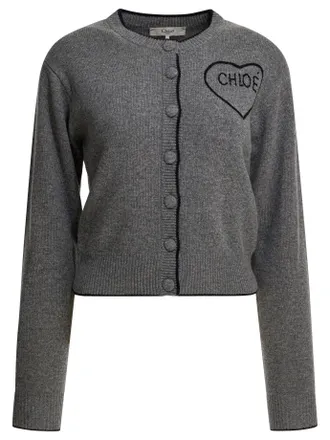 Chlo&eacute; Wool And Cashmere Cardigan With Logo