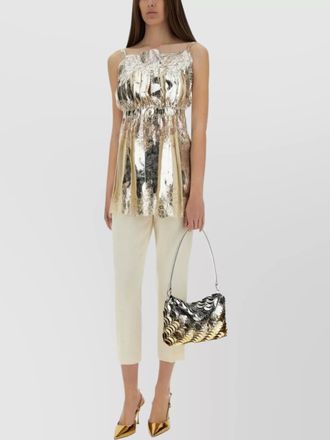 Paco Rabanne pleated satin slim-fit blouse