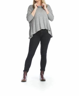 Papillon Soft Heathered Oversized Cowl Neck Sweater In Heather Grey
