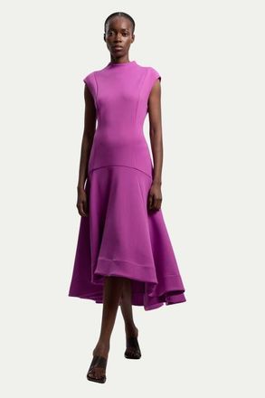Karen Millen Ruffle Hem Sleeveless Midi Dress in Purple at Nordstrom, Size 10