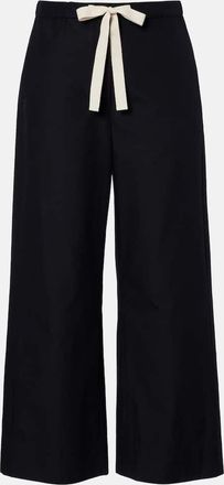 Max Mara Pantalones anchos cropped Argento de algod&oacute;n