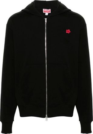 Kenzo Zip-throughs, male, Black, Size: L Black Flower Hoodie Zip Jacket