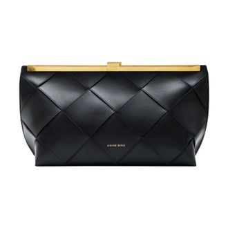 Anine Bing Tassen, Dames, Zwart, ONE Size, Leer, Clutch Gevlochten Leer