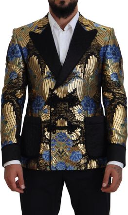 Dolce & Gabbana Mens Floral Brocade Blazer Double Breasted - Black Wool - Size EU 48 (Mens)
