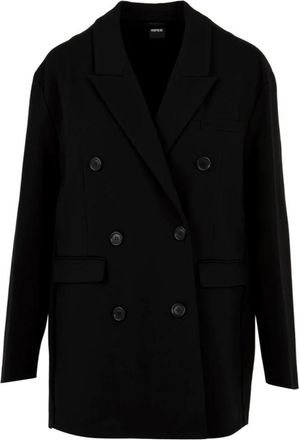 Aspesi 0905 L591 Double-Breasted Coat - Dames - Mantel - Zwart - M - Leer - Jassen