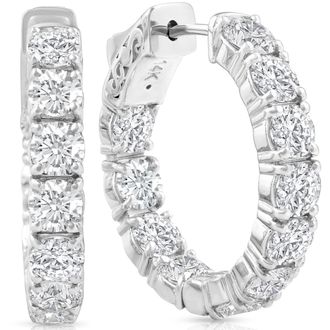 Pompeii3 4.40 Ct TW Diamond Inside Outside Hoops Vault Lock 14k White Gold Lab Grown 1 Tall