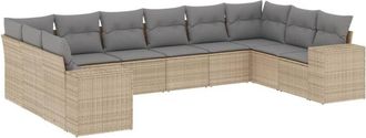 vidaXL Juego De Sof&aacute;s Jard&iacute;n Con Cojines Beige 10 Pzas Rat&aacute;n Sint&eacute;tico Vidaxl