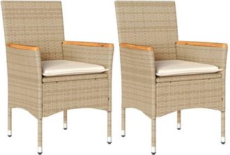 vidaXL Vidaxl - Sillones De Jard&iacute;n Con Cojines 2 Uds Rat&aacute;n Sint&eacute;tico Beige