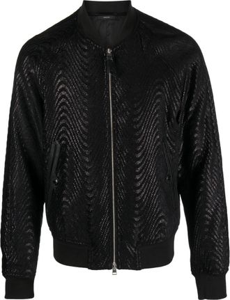 Tom Ford Wave jacquard bomber jacket - men - Viscose/Modal/Polyamide/Silk/Cupro - 46 - Black