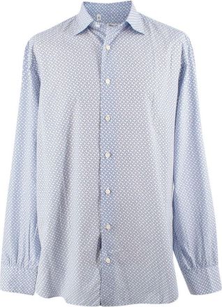 Cesare Attolini Napoli Blue Patterned Shirt Size 17