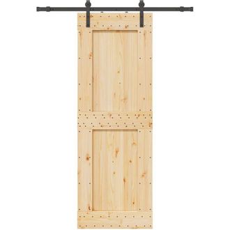 vidaXL Puerta Corredera Con Herrajes Madera Maciza De Pino 80x210 Cm Vidaxl