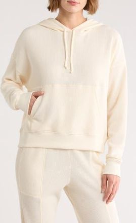 Yogalicious Brushed Waffle Knit Hoodie in White Dove at Nordstrom Rack, Size X-Large