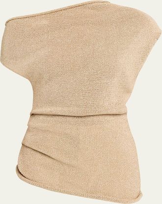 A.L.C. Joni Draped One-Shoulder Metallic Knit Top