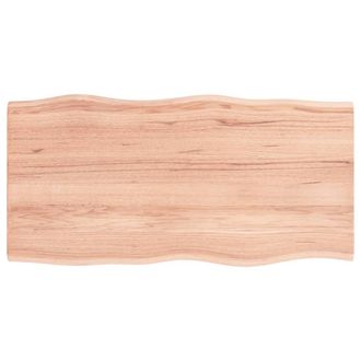 Berkfield Home Table Top Light Brown 100x50x2 cm Treated Solid Wood Oak Live Edge | Size: 100 x 50 x 2 cm