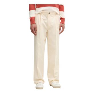 Benetton Wijde broek - Heren - Wijde Broeken - Beige - S - Katoen - Broeken