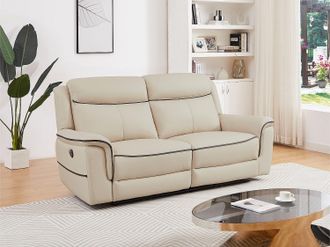 Vente-Unique Divano 3 posti relax elettrico in Pelle Beige - ADELIO