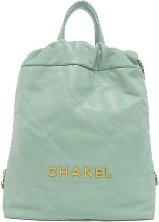 Chanel Light Green Leather Backpack (Pre-Owned)