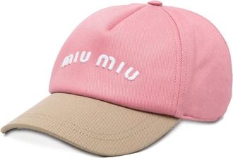 Miu Miu Drill Two-tone Logo Baseball Cap