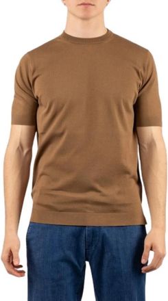 FILIPPO DE LAURENTIIS Ts 0Mc Cr 14R Crepe Katoen T-shirt - Heren - T-shirts - Bruin - L - Katoen - Tops