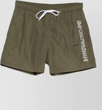 Emporio Armani crinkled swim shorts rear patch pocket
