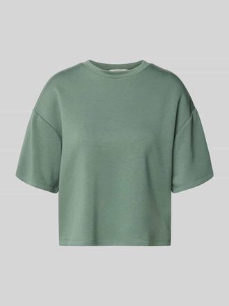 Moss Copenhagen Boxy Fit Sweatshirt aus Viskose-Mix mit 1/2-Arm in Khaki, Gr&ouml;&szlig;e L/XL
