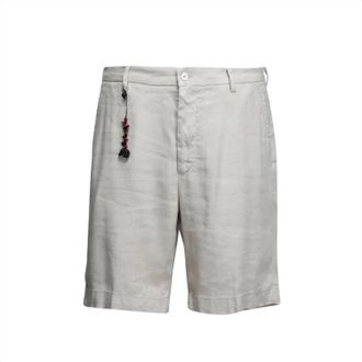 Marco Pescarolo Mens Faro Cotton And Lyocell Bermuda Shorts In Vanilla Cream / Gray