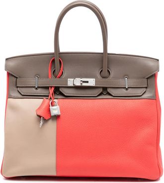 Herm&egrave;s Pre-owned Hermes Tricolor Clemence and Swift Birkin Cascade Retourne 35 WDX19J5V3KQ26C4J